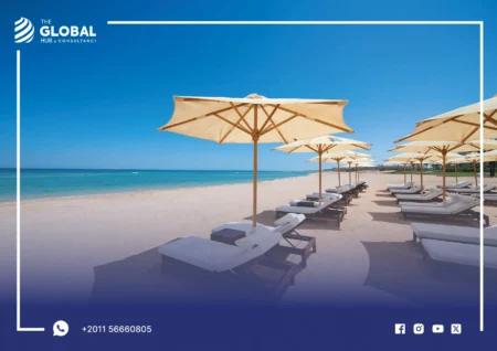 The sandy beach in Blue Blue Ain Sokhna, provides a distinctive naval view.