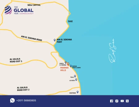 Location of Marina Hills Sokhna